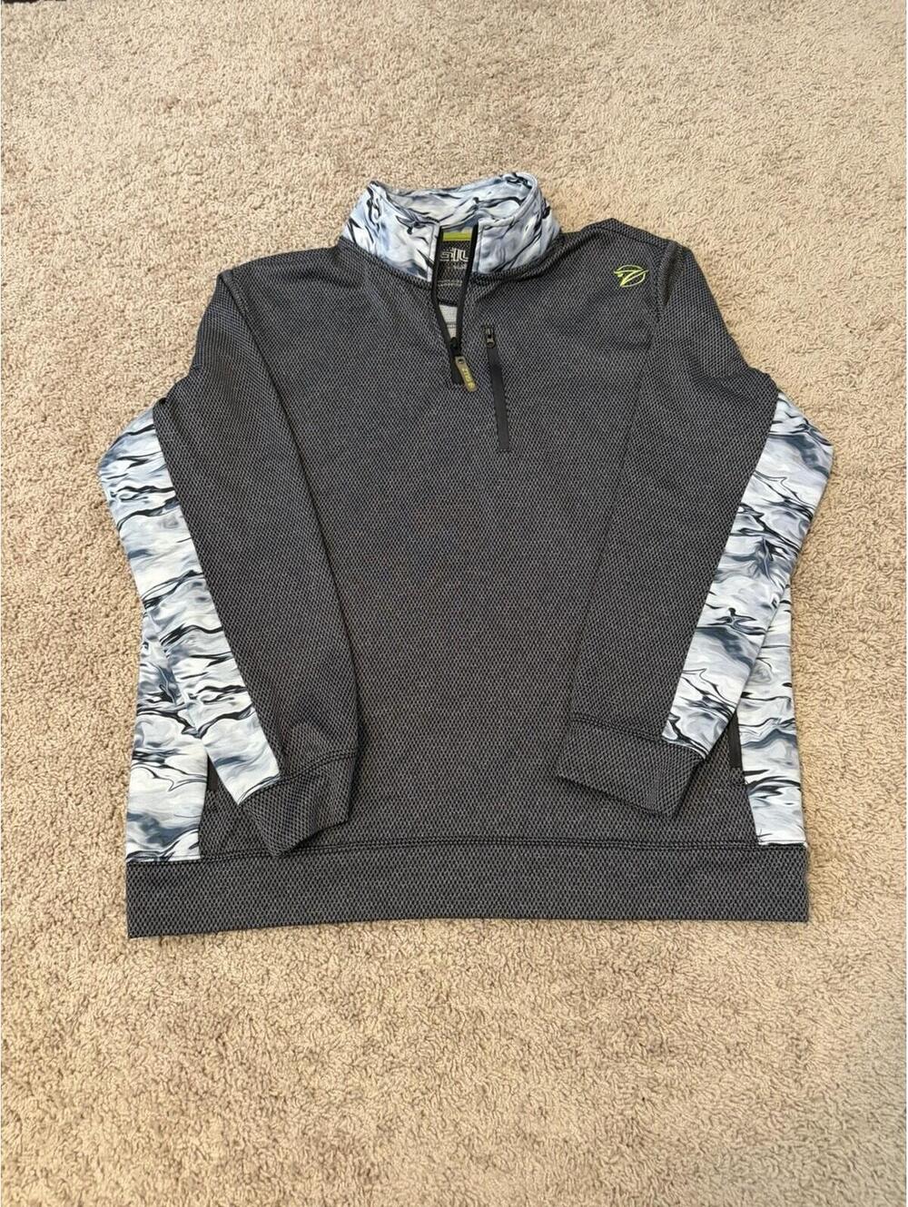 Gillz Men’s 1/4 Zip Size L Performance Fishing Pullover Gray Long Sleeve